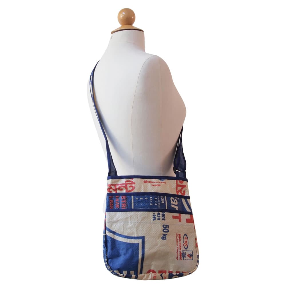 shoulder bag cement sacks blue fair trade