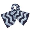 indigo shibori eri silk scarf zigzag chevron
