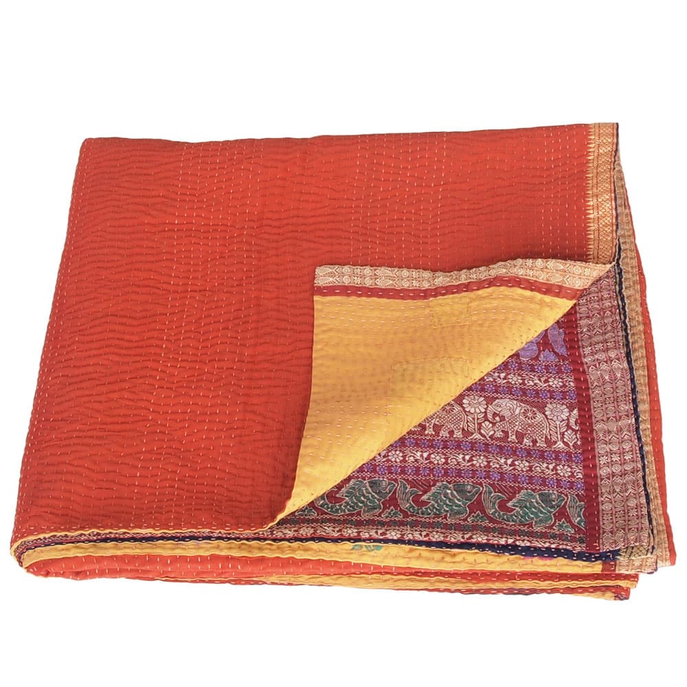 kantha zijden sari deken sikha fair trade india