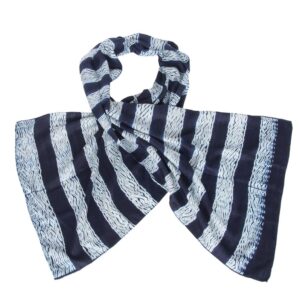 indigo shibori eri silk scarf stripe ethical fashion
