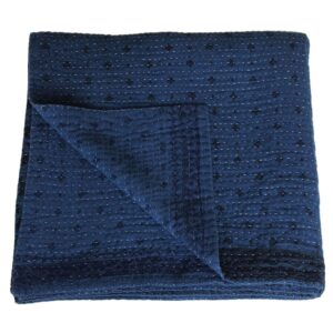 indigo kantha blanket blue