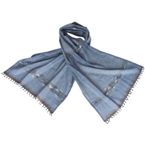 dhakai jamdani scarf indigo light blue