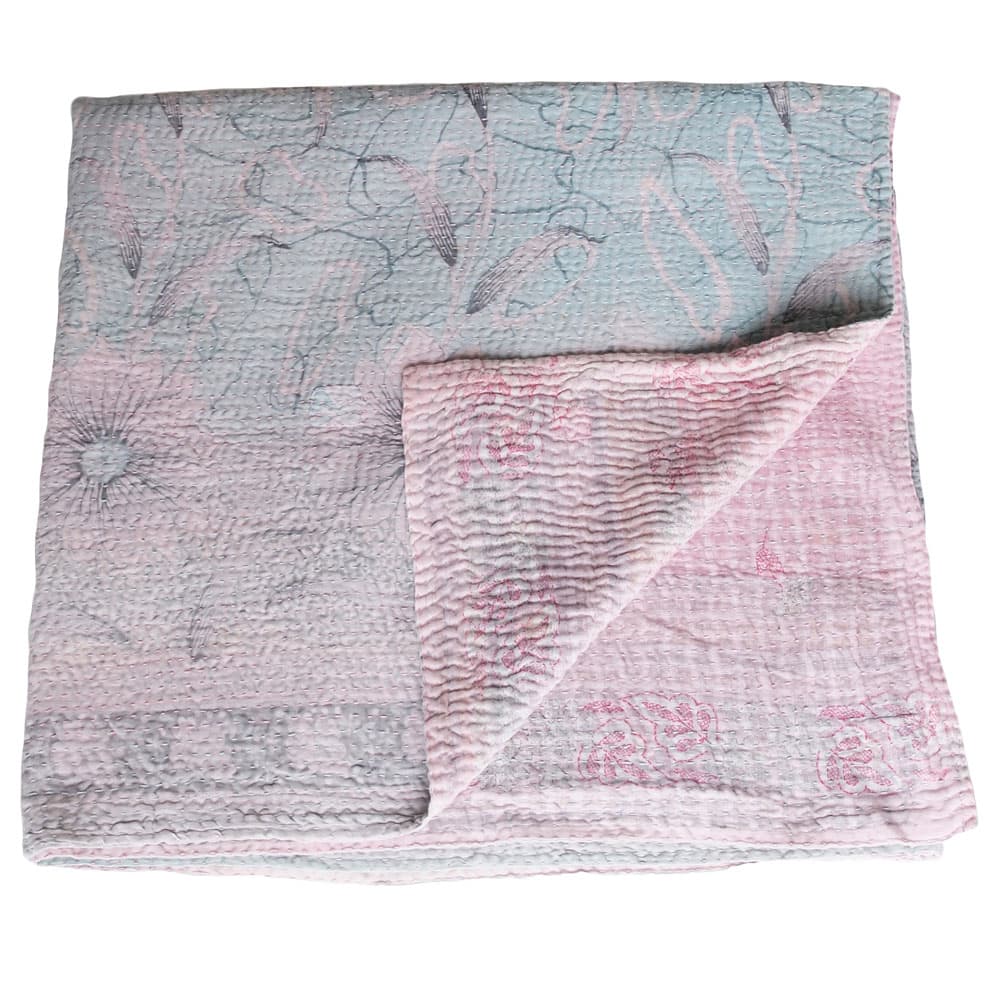 kantha bedspread pata sari blanket